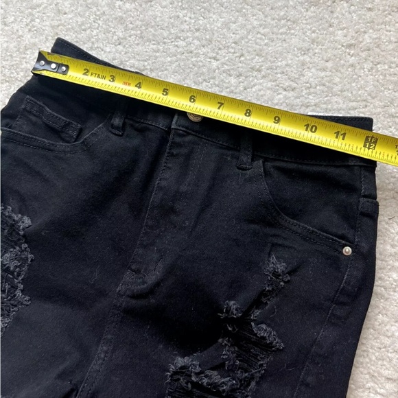 SHEIN Cut-Off Denim Shorts Women's Size Small Black High Rise Distressed Raw Hem - Picture 12 of 13